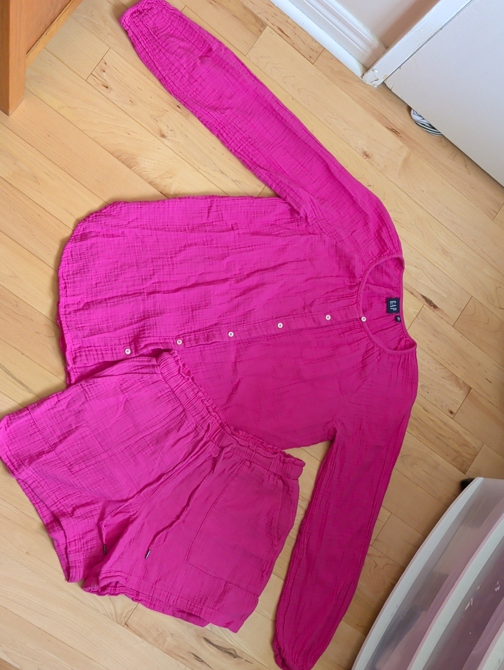 GAP Bright Fuchsia Button-Front Top & Shorts Set